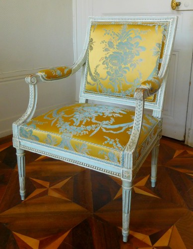 Louis XVI - Salon de quatre sièges d'époque Louis XVI estampille LM Pluvinet