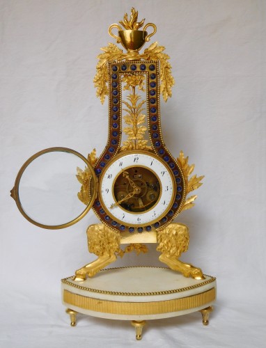 Lyre Ormolu And Marble Clock - Directoire Period Circa 1795-1800 - Directoire