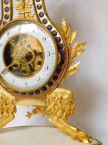 Antiquités - Lyre Ormolu And Marble Clock - Directoire Period Circa 1795-1800