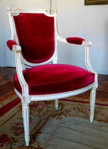 Suite de six fauteuils cabriolets Louis XVI estampille de JI Roussens - GSLR Antiques