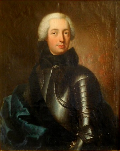  Portrait officier en cuirasse Chevalier de Malte - Charles Baziray (ca 1685 - 1755) - Tableaux et dessins Style Louis XV