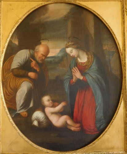 Tableaux et dessins Tableaux XVIIe siècle - Sainte Famille d'après Raphael - Ecole Italienne du 17e siècle