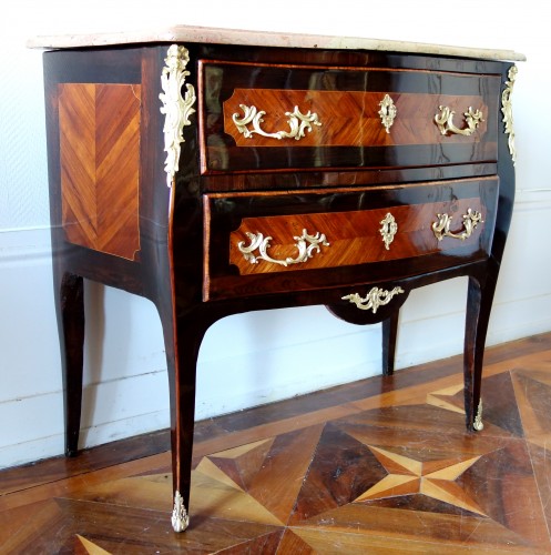 Commode d'entre deux d'époque Louis XV estampillée de Birclet - Mobilier Style Louis XV