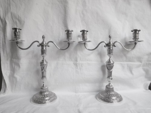 Paire de candélabres en argent massif minerve - Luminaires Style Napoléon III