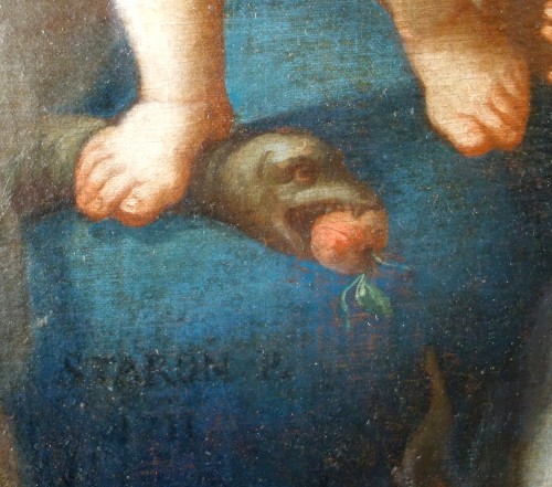 Antiquités - L'enfant Jésus en gloire  - Pierre Staron 1711 