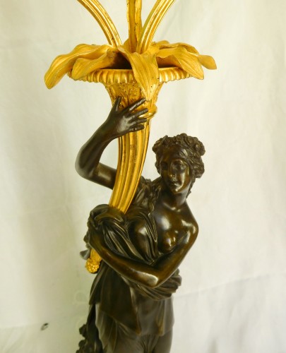 Antiquités - Candélabre en bronze doré et patiné fin XVIIIe attribué à François Rémond