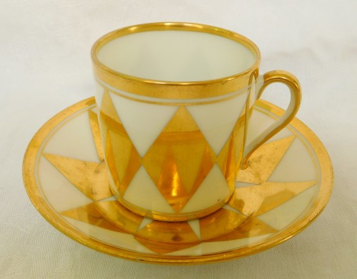 Service à thé ou café en porcelaine de Paris, Manufacture Felly - époque Directoire  - Directoire