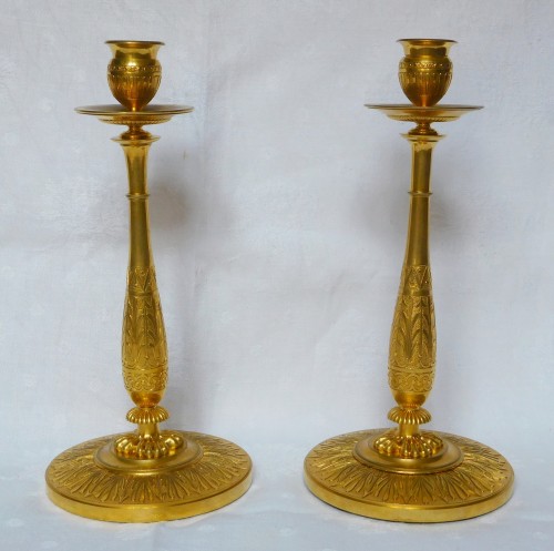 Luminaires Bougeoirs et Chandeliers - Paire de bougeoirs Empire en bronze doré