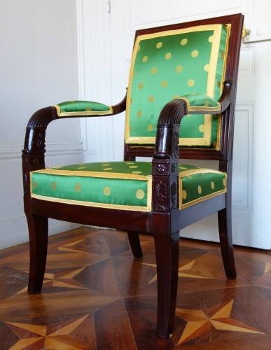 Paire de fauteuils en acajou d'époque Empire - Sièges Style Empire