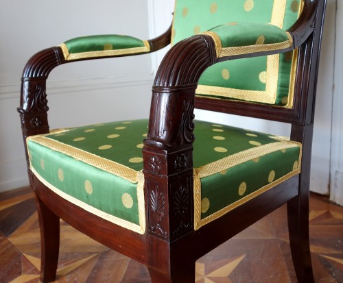 XIXe siècle - Paire de fauteuils en acajou d'époque Empire
