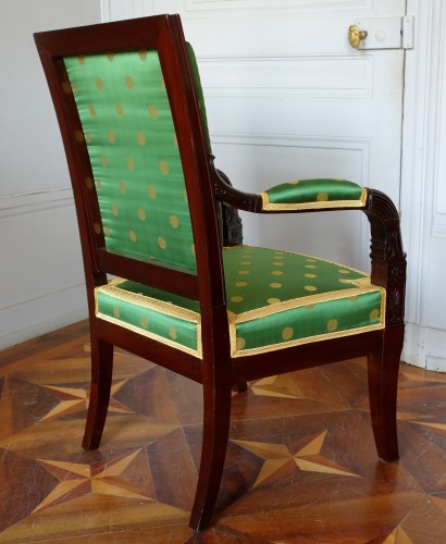 Antiquités - Paire de fauteuils en acajou d'époque Empire