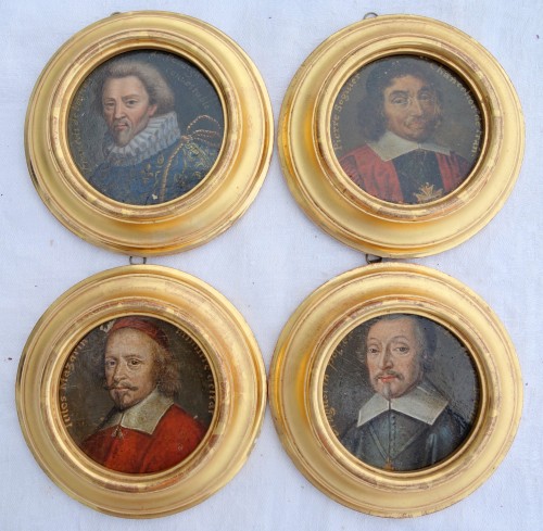 Antiquités - Galerie de 28 miniatures de personnages de l'histoire de France 17e siècle