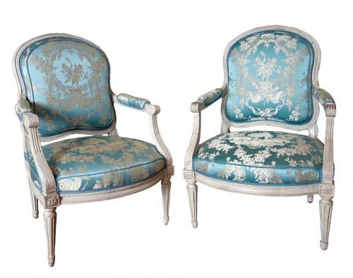 Paire de fauteuils d'époque Louis XV - estampille de Louis Delanois