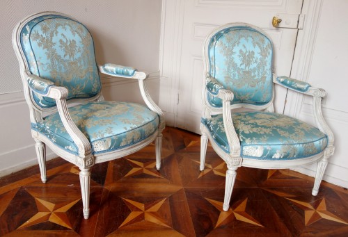 Paire de fauteuils d'époque Louis XV - estampille de Louis Delanois - Sièges Style Louis XV