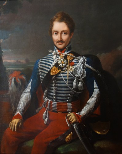 Portrait du Colonel Pozac, héros de l'Empire - Ecole française du XIXe siècle - Tableaux et dessins Style Louis-Philippe