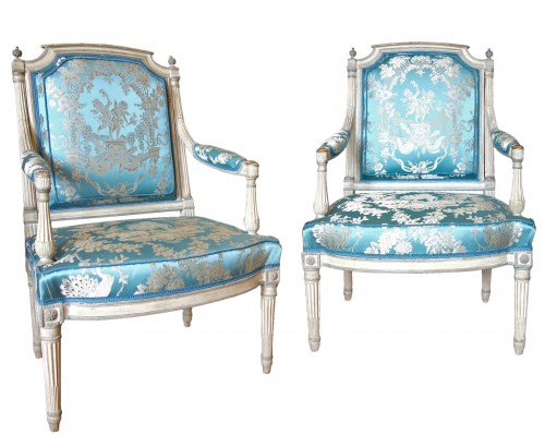 Paire de fauteuils à la Reine d'époque Louis XVI