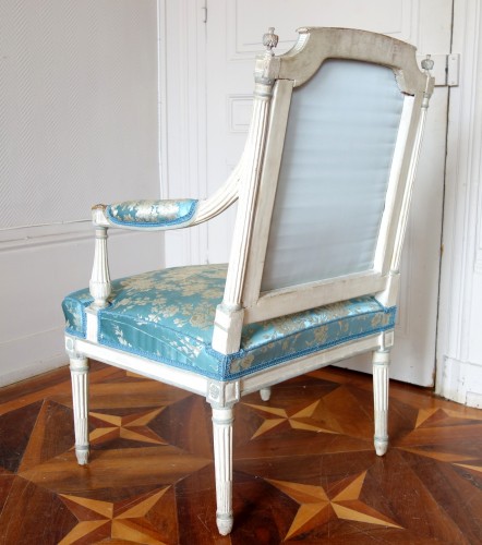 Antiquités - Paire de fauteuils à la Reine d'époque Louis XVI