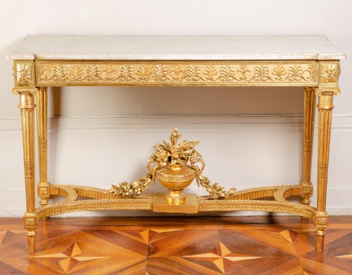 Mobilier Console - Console en bois sculpté et doré d'époque Louis XVI