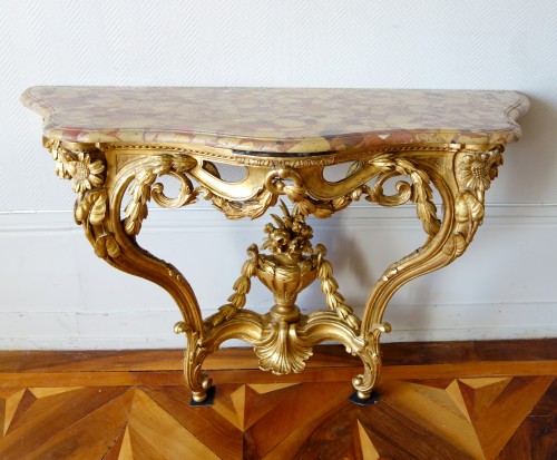 Console en bois doré Transition - Mobilier Style Louis XV