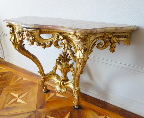 Louis XV - Console en bois doré Transition