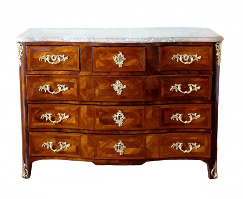 Large Marquetry Commode (145cm) Louis XV Period , Stamp of François Garnier