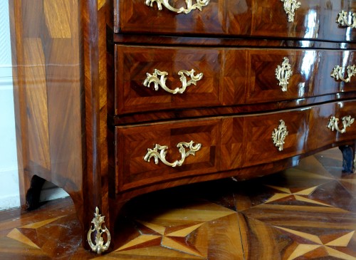 Antiquités - Large Marquetry Commode (145cm) Louis XV Period , Stamp of François Garnier