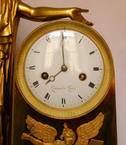 Antiquités - Tall Empire Clock By Lesieur And Thomire - Allegory Of Diplomacy