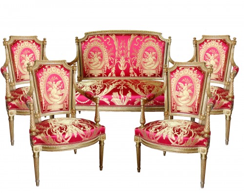 Louis XVI gilt wood salon suite