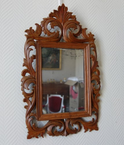 Paire de miroirs en bois de Bagard - fin 17e siècle - Miroirs, Trumeaux Style Louis XIV