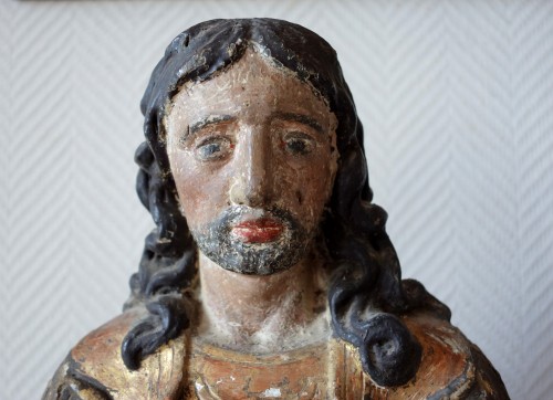 Pair of reliquary busts in polychrome and gilded wood - Louis XIV