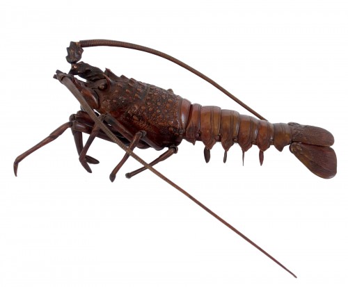 Jizai, Langouste articulée en bronze, Japon, époque Meiji