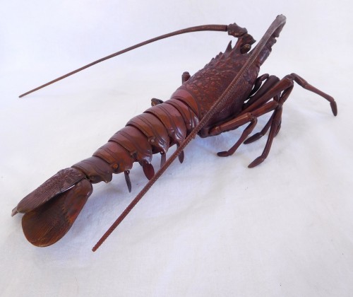 Jizai, Langouste articulée en bronze, Japon, époque Meiji - Arts d