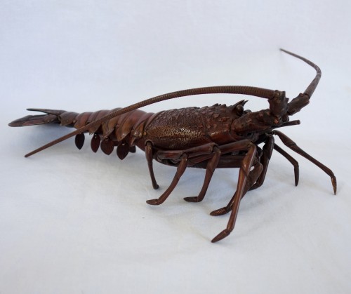 Asian Works of Art  - Jizai, articulated bronze lobster, Japan, Meiji period