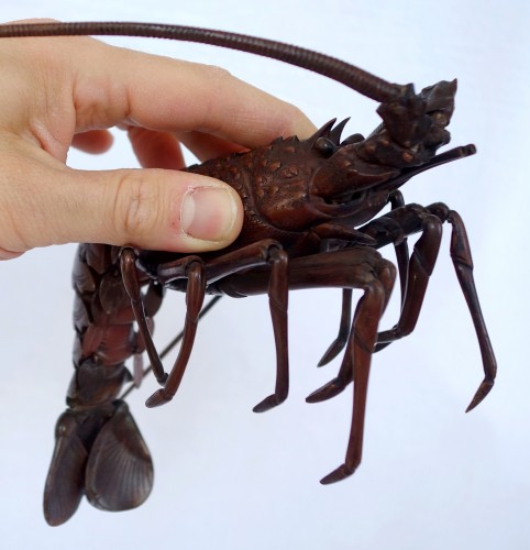 XIXe siècle - Jizai, Langouste articulée en bronze, Japon, époque Meiji