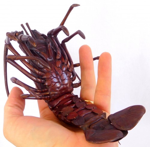 Antiquités - Jizai, Langouste articulée en bronze, Japon, époque Meiji