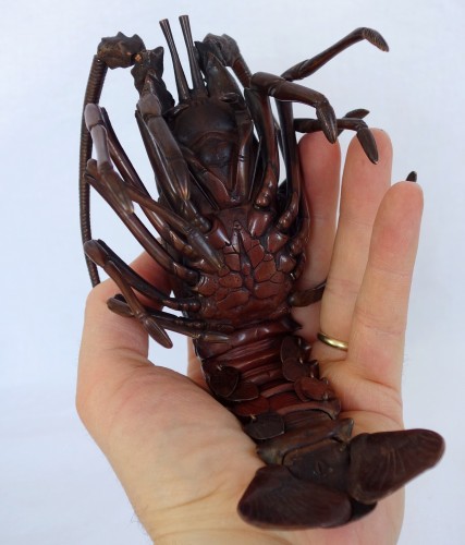 Antiquités - Jizai, Langouste articulée en bronze, Japon, époque Meiji