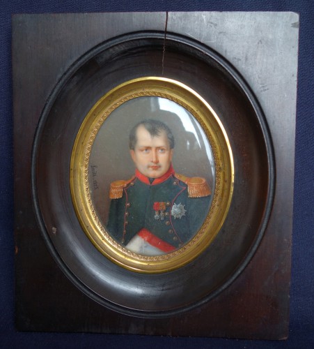 Napoléon Ier, Portrait miniature séditieux par François Loritz - 1825 - Objets de Vitrine Style Empire