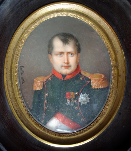 XIXe siècle - Napoléon Ier, Portrait miniature séditieux par François Loritz - 1825