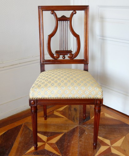 Pair of mahogany Lyre chairs by Georges Jacob - 