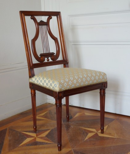 18th century - Pair of mahogany Lyre chairs by Georges Jacob