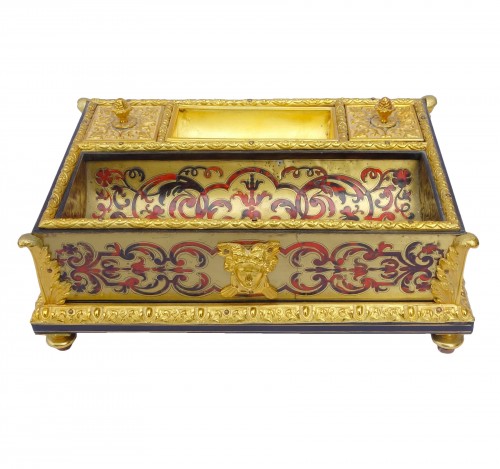Louis XIV Style Inkwell - Boulle Marquetry And  Ormolu Bronze - Circa 1850