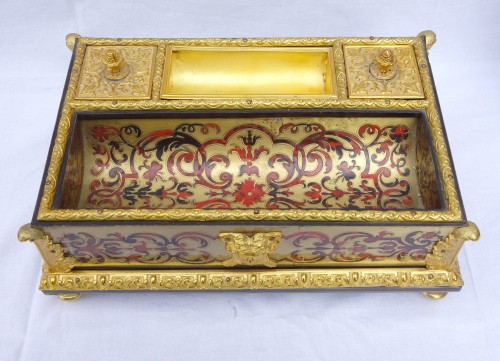 Objet de décoration Encrier - Grand encrier de bureau en marqueterie Boulle  d'd'époque Napoleon III, vers 1850