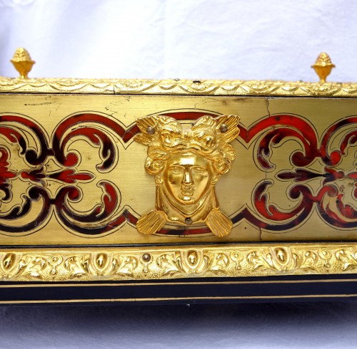 Antiquités - Grand encrier de bureau en marqueterie Boulle  d'd'époque Napoleon III, vers 1850