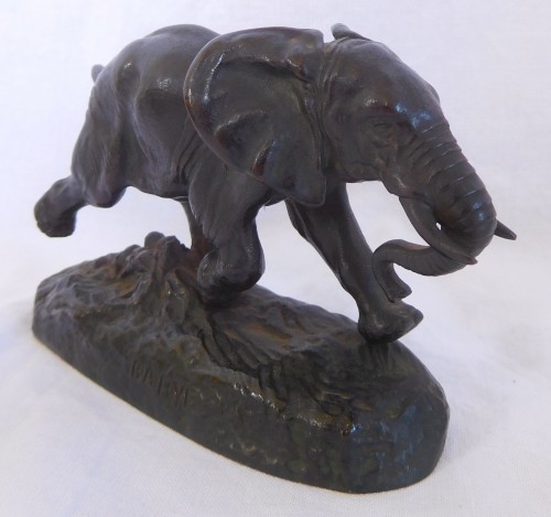 Antoine Louis Barye (1796-1875). - Éléphant du Sénégal à la course, Barbedienne - Sculpture Style Napoléon III