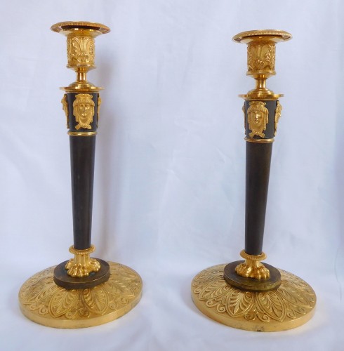 Claude Galle - Ppair of Empire ormolu candlesticks - Lighting Style Empire