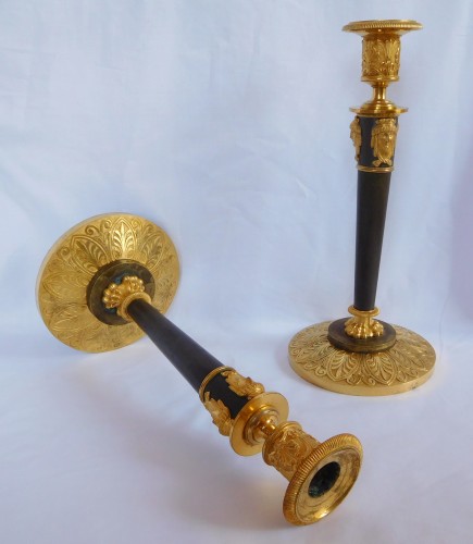 Lighting  - Claude Galle - Ppair of Empire ormolu candlesticks