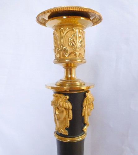 Claude Galle - Ppair of Empire ormolu candlesticks - 