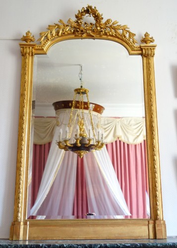 Miroir de cheminée en bois doré - Miroirs, Trumeaux Style Louis XVI