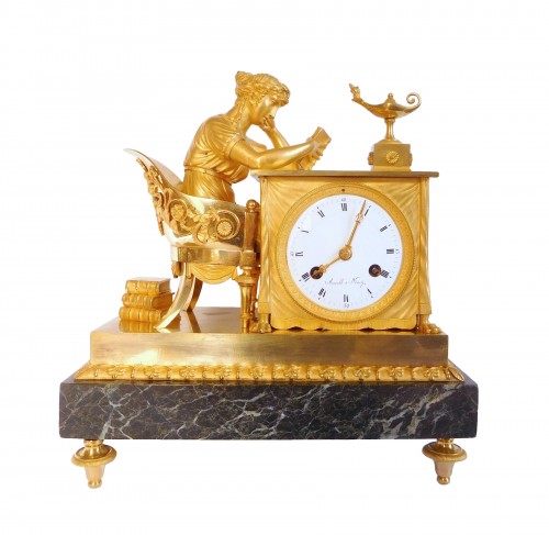 Empire Ormolu Clock - The Reader, After Reiche By Claude Galle & Arnould