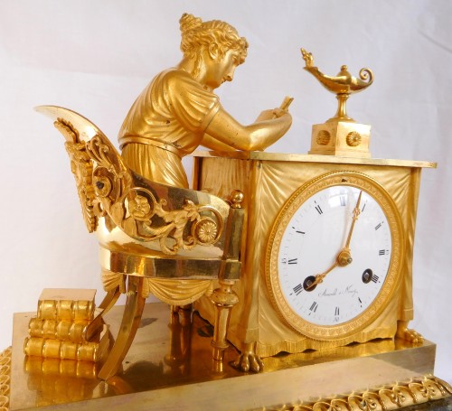 Horology  - Empire Ormolu Clock - The Reader, After Reiche By Claude Galle &amp; Arnould
